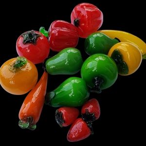 Vintage Murano Glass Fruit Decorative Art Sculpture 14 Pieces